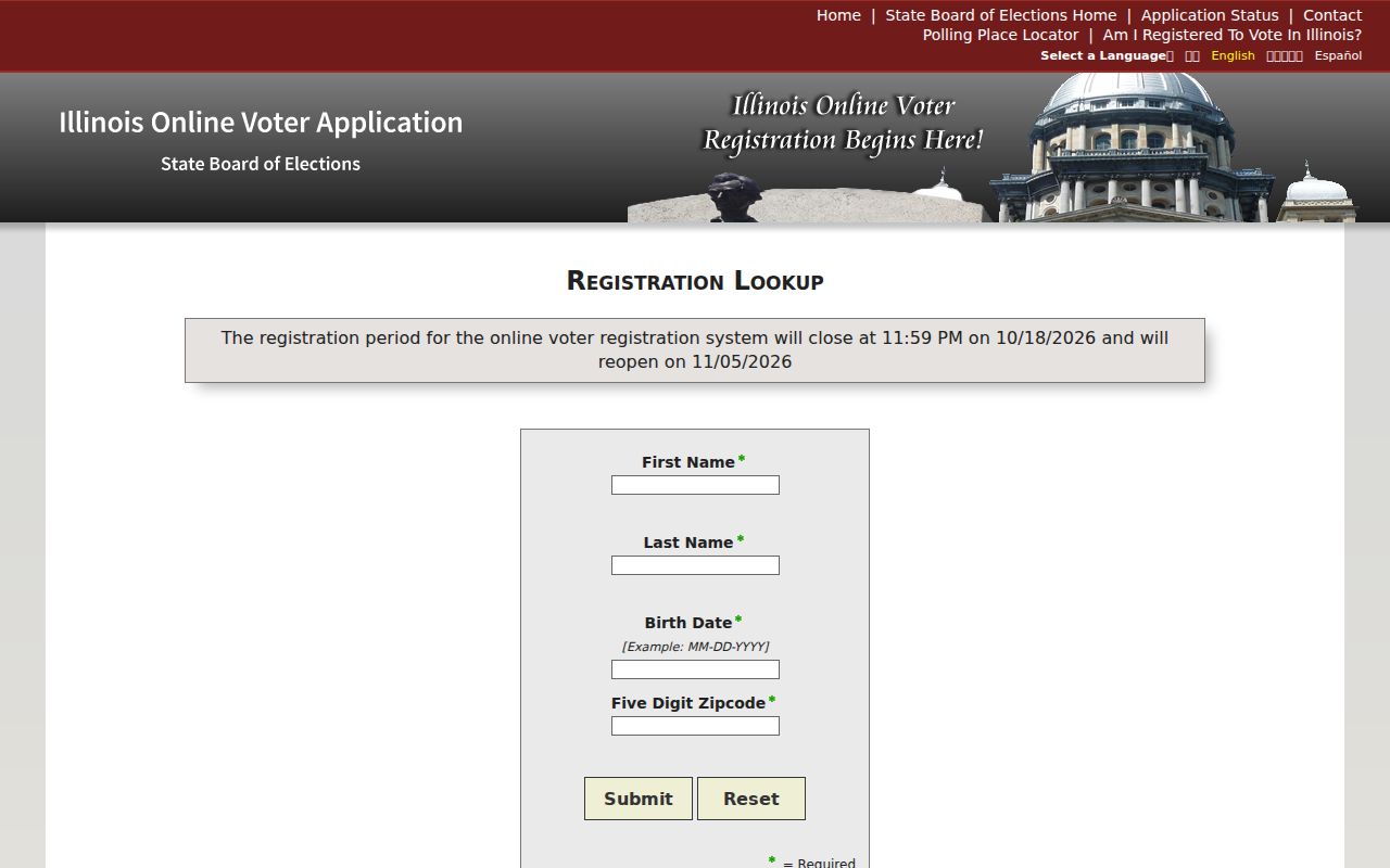 Illinois voter registration lookup used for an Urbana resident check