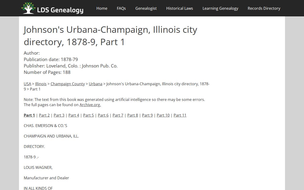 1878-79 Urbana-Champaign directory used to identify previous residents