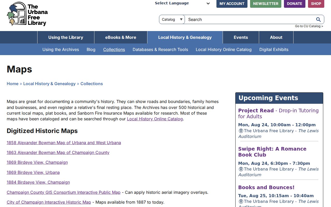 Historical maps and Sanborn material for tracing an Urbana address