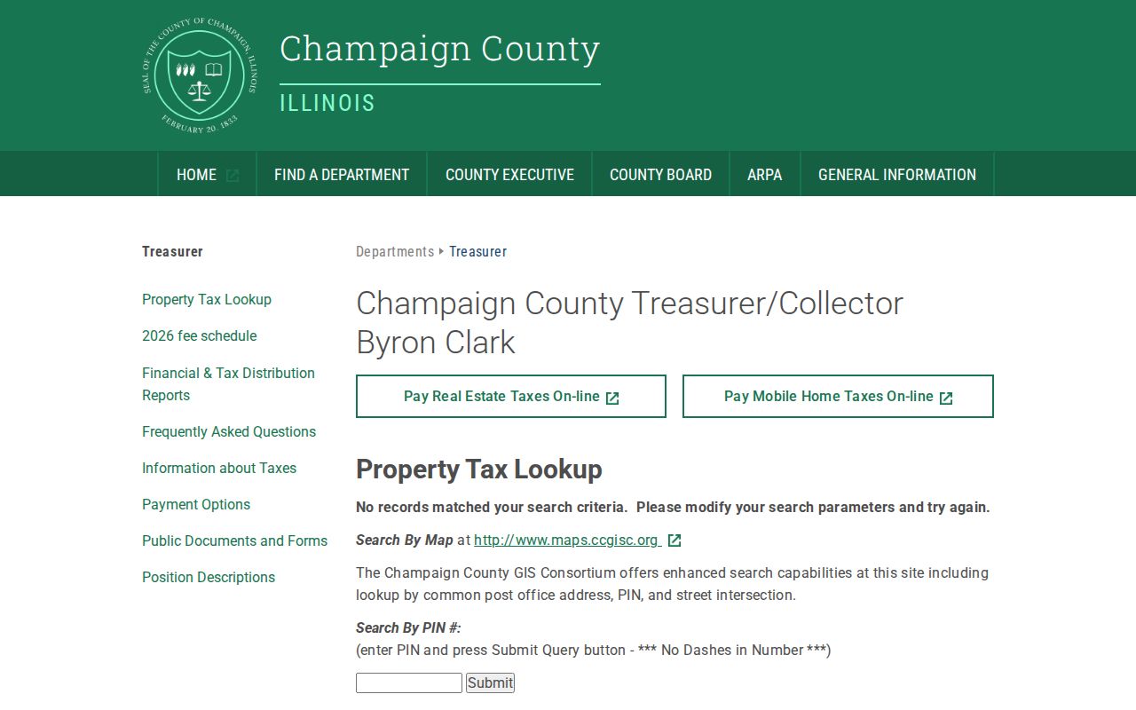 Champaign County tax lookup supporting an Urbana address search